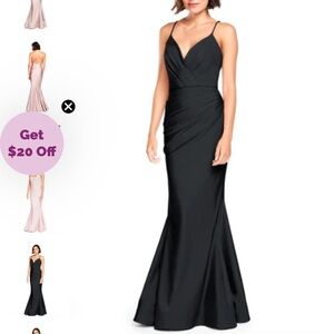 Bari Jay Black Spaghetti Strap Sleeveless Gown